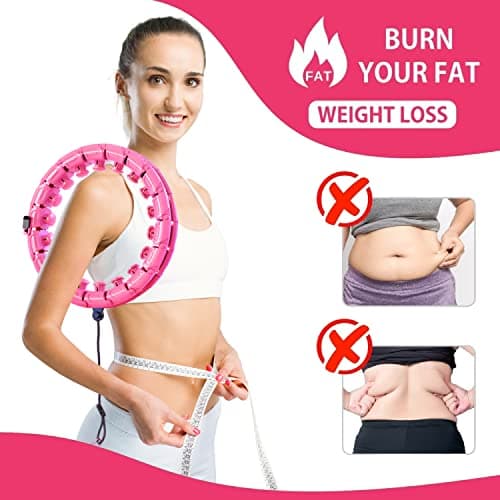 SEDOL Smart Weighted Hula Hoop Gift Set – Auto-Spinning Fitness Hoop with 24 Detachable Knots, Weighted Ball & Cooling Towel – Workout Equipment for Home Exercise & Christmas Fitness Gifts (Pink) — view 5