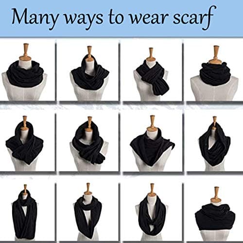 MeiPing Women's Polyester Solid Scarf - Black, Infinity Travel Wrap, Functional Fashion Accessory for All Seasons — view 4