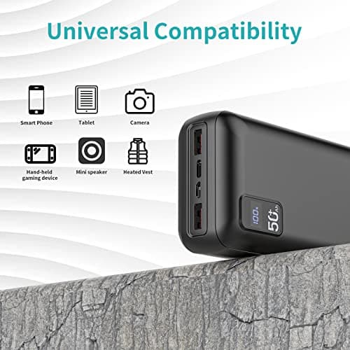 PowerBank 50000mAh large capacity, 22.5W power bank PD20W Fast Charging External Handyakku USB C with LED Display 3 Outputs & 2 Inputs Portable Charger for iPhone16 15 14 13 12 Pro Max — view 4