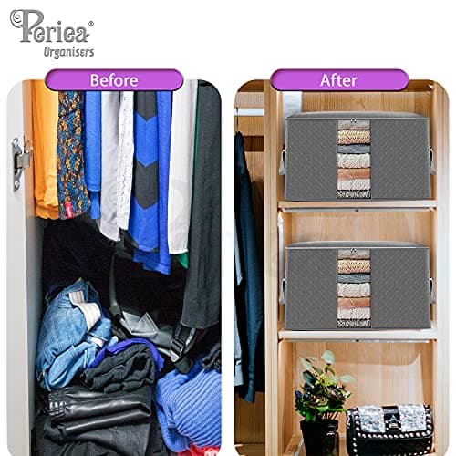 Periea 'Alma' Clothes & Bedding Storage Bags – 90L – Pack of 3 | Large Foldable Storage with Zip & Handles for Clothes, Duvets & More — view 5