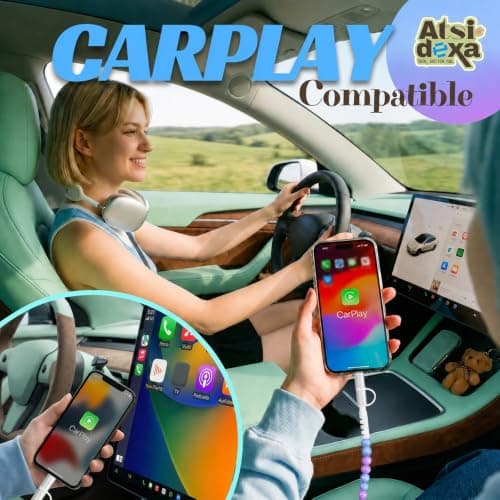 Atsidexa 4-in-1 Beaded Charging Cable, MFi Certified, Works with CarPlay, 6.6FT 60W Fast Charger Cord for iPhone 17/16/15/14/13/12/11, iPad, Samsung, Android and More (Lavender Sky) — view 4