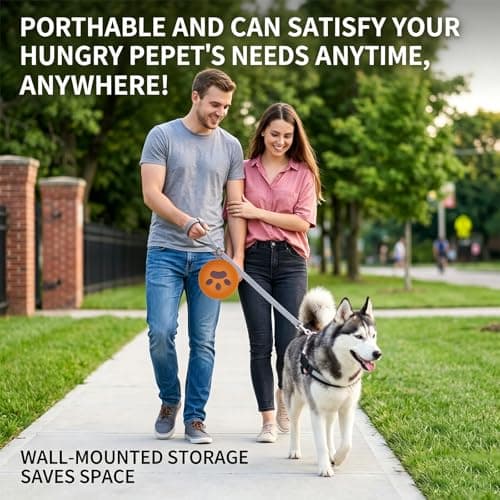 2 in 1 Collapsible Dog Bowl, Portable Silicone Double Dog Food and Water Bowl with Zip Case, Foldable Pet Bowl for Walking, Hiking, Camping and Travel (Brown) — view 6