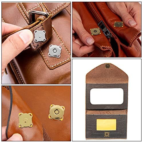 Prasacco 12 Sets Magnetic Buttons Button Magnets Clasps Bag Closures Fastener Magnetic Snaps for Purses Handbag Clothing Sewing Craft, 15mm 3 Colors, Silver — view 6