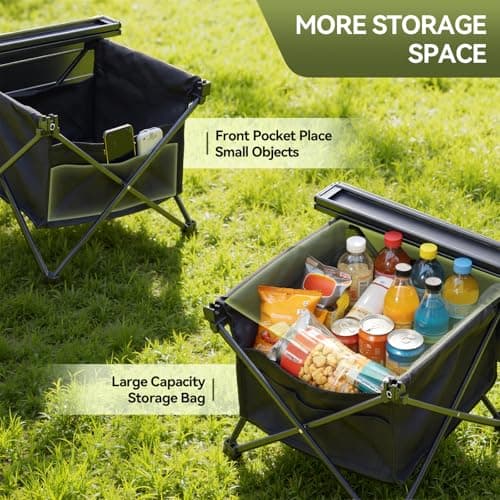 Warmiehomy Portable Camping Table with Storage Bag, Lightweight Folding Table, Aluminum Camp Tables, Beach Table, Metal Grill Table for Sand with Carrying Bag for Outdoor, Picnic, BBQ, RV (Medium) — view 3