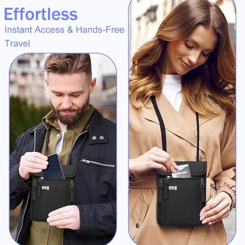 MLPKOI Travel Wallet Passport Holder, Secure Neck Wallet, Passport Bag with 2 RFID Blocking Sleeves, Neck Pouches with RFID Blocking, Ppassport and Document Holder with Adjustable Strap for Women Men — view 6
