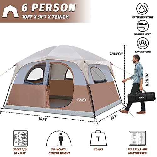 UNP 6 Man tent, Large Family Tent for Camping Stand Up — view 2