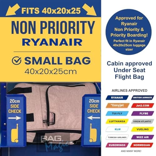Bordlite RyanAir Approved Cabin Holdall on Wheels, Extendable Handle, Multi Pocket Twill Travel Bag - 40x25x20cm - Pink — view 3
