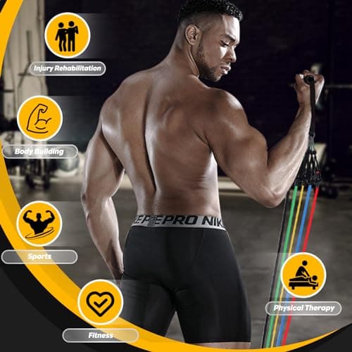 Resistance Bands Set with Handle, 5pcs Exercise Band for Men and Women — view 4