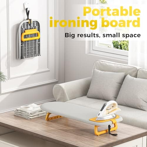 KINGRACK Small Tabletop Ironing Board with Iron Mat,30×81cm,Grey — view 4
