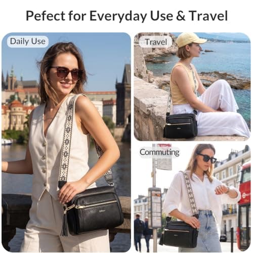 HILAEX Crossbody Bags for Women Anti-Theft Function, 26 x 10 x 20 CM Black — view 2
