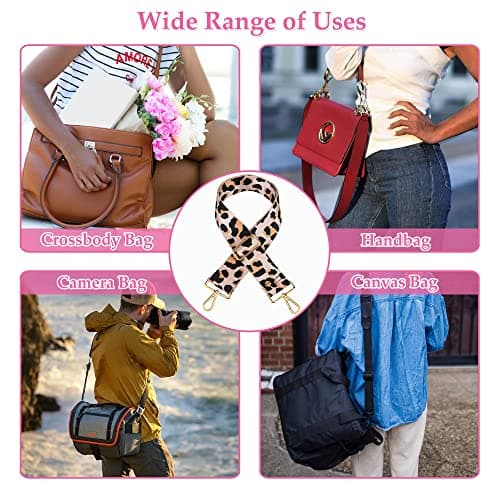 Shoulder Strap for Bags, Width 3.8 cm, Leopard Bag Strap, Adjustable 78 - 139 cm, Carry Strap, Shoulder Strap with Carabiner for Shoulder Bags, Carry Bags, Handbag (Pink) — view 6