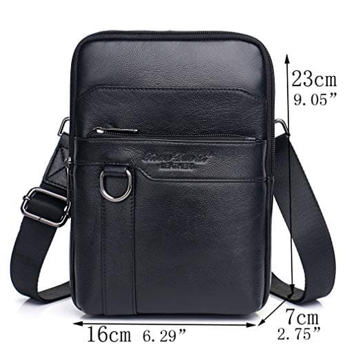Xieben Vintage Leather Shoulder Messenger Bag for Men Travel Business Small Crossbody Pack Wallet Phone Pouch Purse Bag Black — view 2