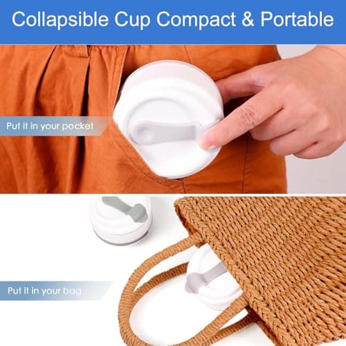2 Pack Collapsible Cup,Travel Mugs For Hot Drinks,Reusable Travel Cup,Collapsible Coffee Cup With Lid,Collapsible Cups For Travel,Foldable Cup For Picnic,Hiking,Camping, Travel,Office(1Grey+1Blue) — view 5