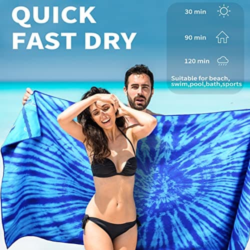 Haleey 2 Pack Microfiber Lightweight Beach Towel 180x80 Extra Large Thin Sand Free Towels Travel Swim Pool Yoga Gym Camping for Adults Beach Essentials Accessories Vacation Gift — view 3
