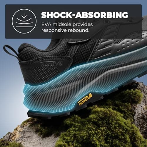 NORTIV 8 Men's Wide Toe Box Waterproof Hiking Shoes,Size 11,Black — view 6