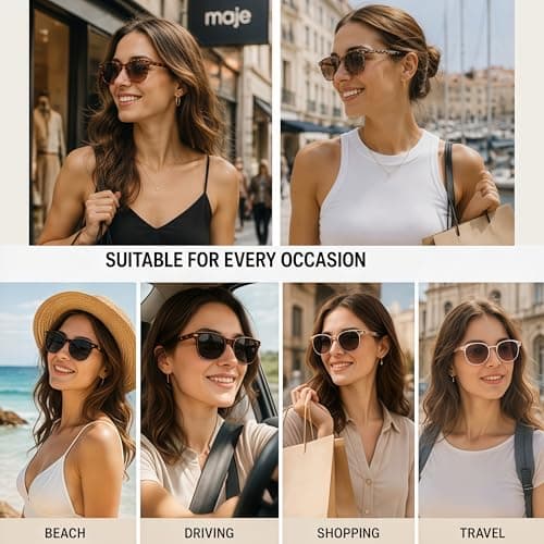 SDXCJY 4 Pairs Sunglasses for Women Retro Vintage Square Frame Ladies Sun Glasses UV400 Protection Trendy Shades (4 Pack) — view 5