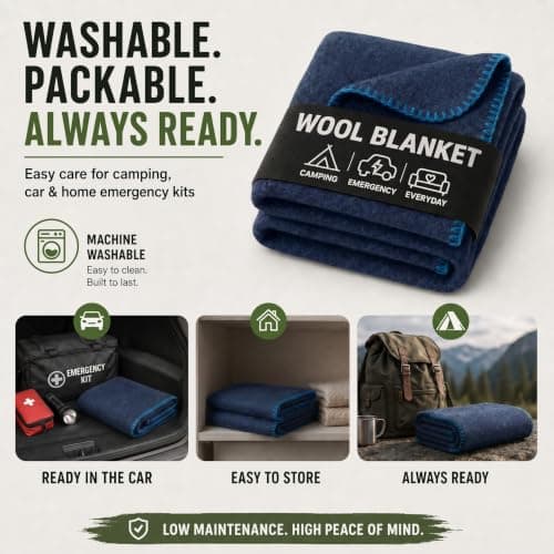 Jmr Usa Inc. Military Wool Blanket for Camping, Emergency and Everyday Use, Fire Retardant Extra Thick and Warm Outdoor Wool Blanket, 70% Wool, Navy, Size 62X84. — view 5