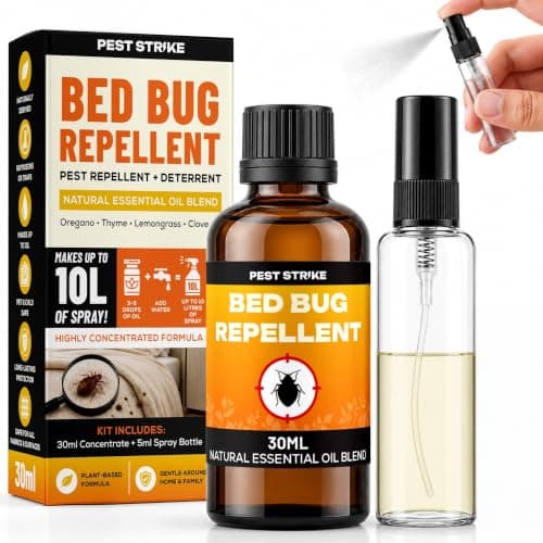 Essential Oil Bed Bug & Dust Mite Repellent - Makes 10L Mouse and Rat Deterrent Spray - Pet & Child Safe, for Beds, Sofas, Carpets, Floors & Fabrics - Spray Included