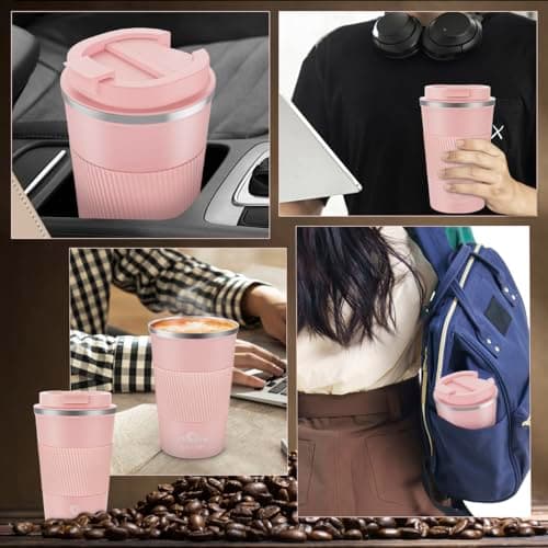 CS COSDDI Travel Mugs, Insulated Coffee Cup with Leakproof Lid - Reusable Coffee Cups Travel - Car Coffee Cup - Stainless Steel Coffee Mug for Hot and Cold Water and Tea, 380ml — view 6