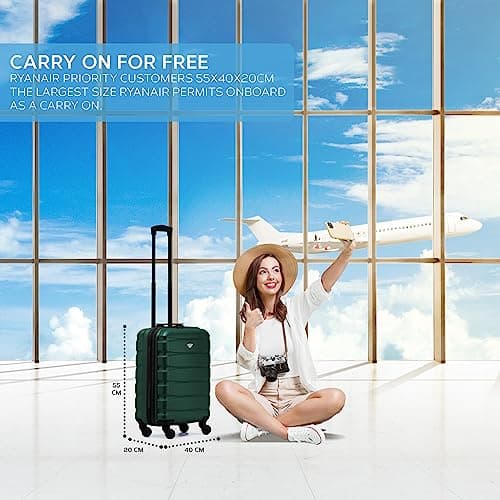Flight Knight 55x40x20 Ryanair Priority Cabin Suitcase, Also for EasyJet, Jet2, Lightweight,ABS Hard Shell, Durable 4-Wheel Cabin Case, Carry-On Size 10kg Hand Luggage, Travel Bag- 55 x 40 x 20 — view 2