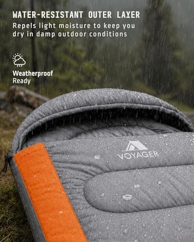 Voyager Sleeping Bag for Adults – Lightweight & Compact, Waterproof, 3-4 Season Warm & Cold Weather, Machine Washable, Ideal for Camping, Hiking & Backpacking, 220x30x80cm — view 6