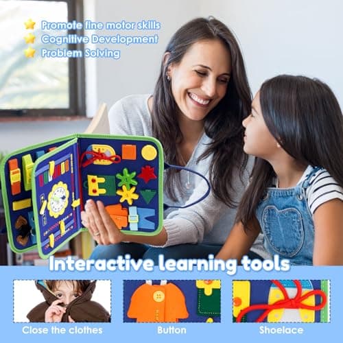KTCINA Busy Board Montessori Toys for Toddler 1 2 3 Year Old, Educational Learning Activity Sensory Book Felt Quiet Book Montessori Sensory Toys Baby Travel Busy Books for Plane Car, Boys Girls Gift — view 4