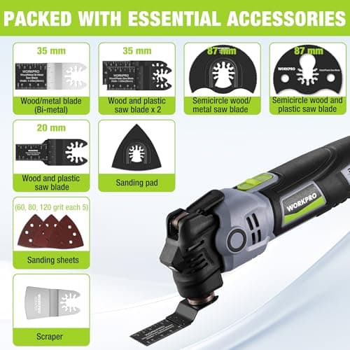 WORKPRO 400 W Oscillating Multi Tool with 6 Adjustable Speeds — view 6