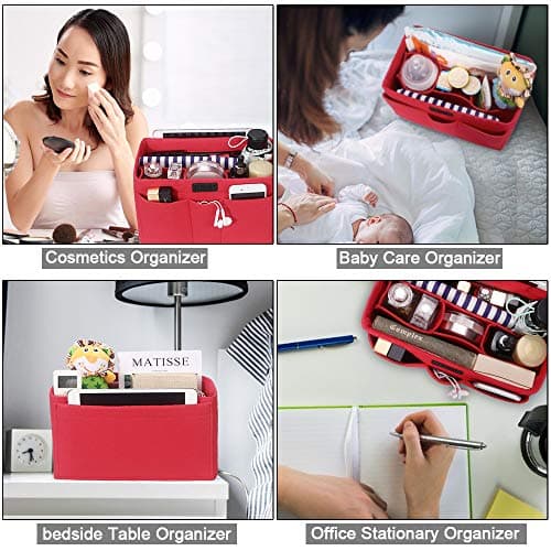 Betoores Bag Organiser Insert, Handbag Liner Tote Organizer Pouch, Red - L — view 4