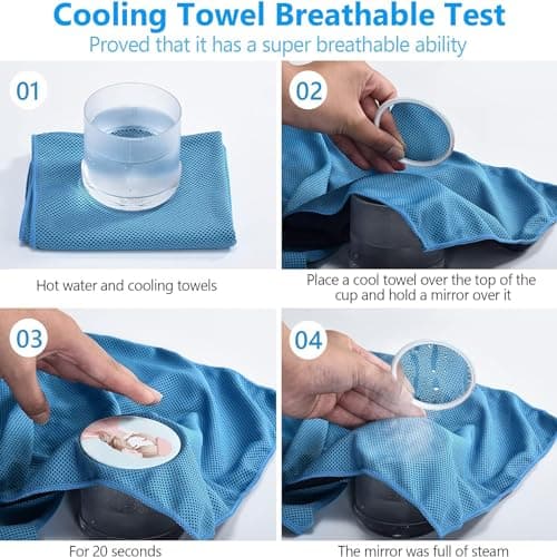 SZELAM [4 Pack] Cooling Towel (40''x 12'') Sweat Towel, Towels for Hot Weather, Ice for Sport, Yoga, Trip, Beach, Camping, Cruise, Gym and More, Athletes, 4 Pack(blue+gray+royal Blue+dark Gray) — view 5