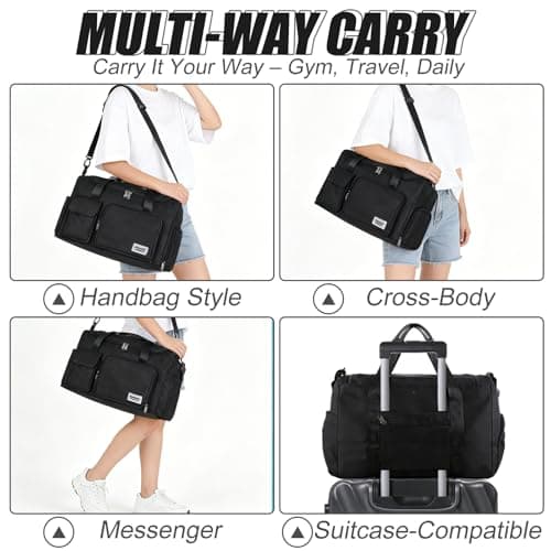 Lychico Large Sports Duffle Bag with Shoe Compartment, Waterproof Gym Bag for Men & Women, Multi-Compartment Holdall for Travel, Work, Overnight — view 5