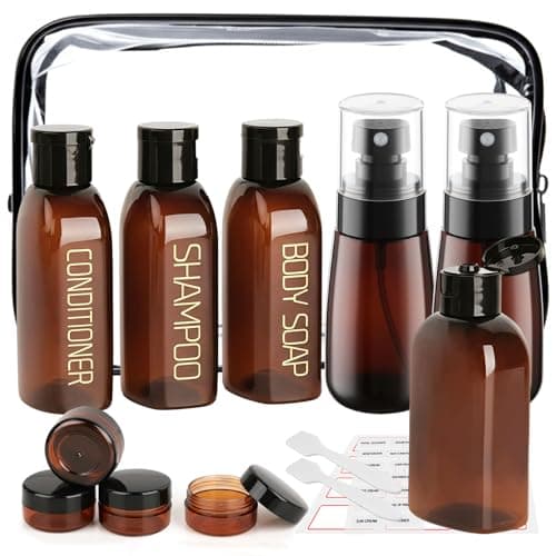 Decorniqu 15 Pack TSA Approved Travel Bottles for Toiletries(Brown)
