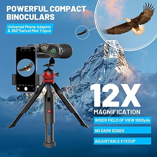 Kylietech 12x42 Binoculars with Tripod, Phone Adapter for Photography — view 3