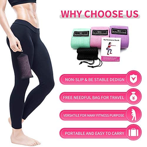 Resistance Bands [Set of 3], Fabric Resistance Hip Bands Set,Hips & Glutes — view 5
