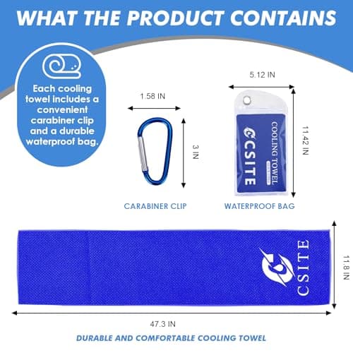 CSITE 4 Pack Cooling Towels (120x30cm) for Neck and Face, Ice Towel for Hot Weather, Soft Breathable Chilly Gym Towels, Microfiber Towel for Work Out, Yoga, Running, Camping & More Activities — view 5