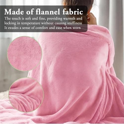 Eulihent Travel Blanket and Pillow 2 in 1 Airplane Blanket Ultralight Compact Foldable Soft Flannel Blanket with Luggage Belt and Backpack Clip for Long Flights, Camping, Car, Business Trips (Pink) — view 5
