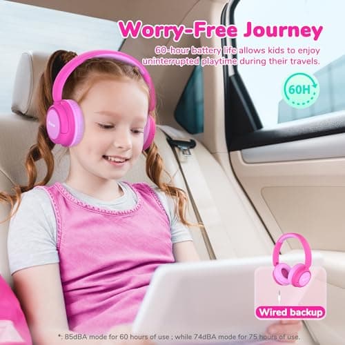 iClever BTH22 Kids Headphones Wireless 60H Play Time for Toddler Travel — view 3