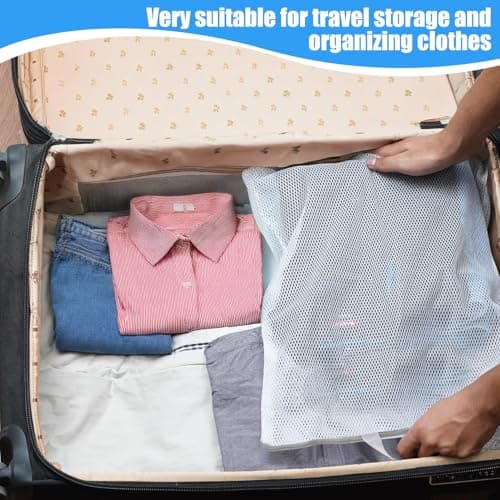 2 PCS Large Mesh Laundry Bags，Honeycomb Delicates Laundry Bag for Washing Machine，3D Washing Nets 60x50x10cm Large-Capacity Portable Mesh Laundry Bag for Clothes, Socks, Underwear，Travel Organizer — view 6