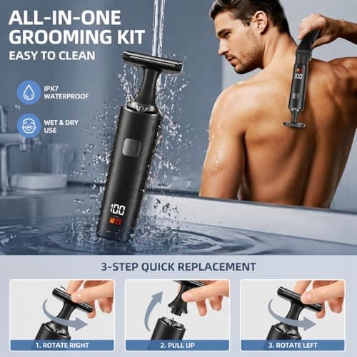 Mens Back Shaver Body Trimmer, 5 in 1 Kit Electric Hair Groomer — view 4