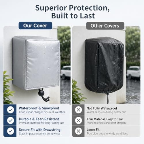 QhgPnt 1 PC EV Charging Station Weather Cover, Oxford Fabric Outdoor Portable EV Charger Plug Port Cover, Silver Charging Port Protection (40x32x20 cm) — view 5