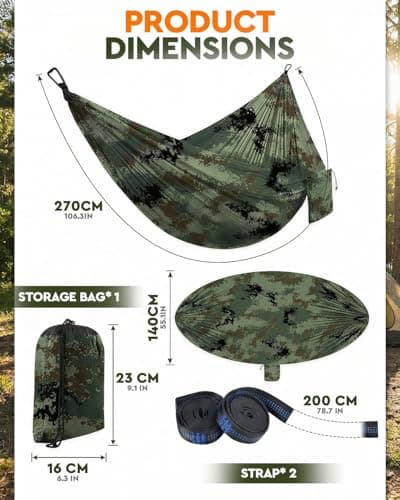 Zumhigh Camping Hammock 270x140CM with Mosquito Net, Ultra Lightweight Durable 210T Parachute Nylon Travel with Tree Straps Easy to Setup Hammock Camping for Outdoor — view 2
