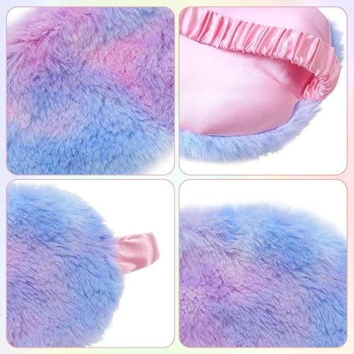 EUPSIIU 6 Pieces Kids Eye Masks for Sleeping, Plush Sleep Mask, Soft Furry Children Eye Covers for Women Girls, Blindfold Elastic Eye Shade for Adults Kids Travel Nap Sleeping Overnight Party (6PCS) — view 3