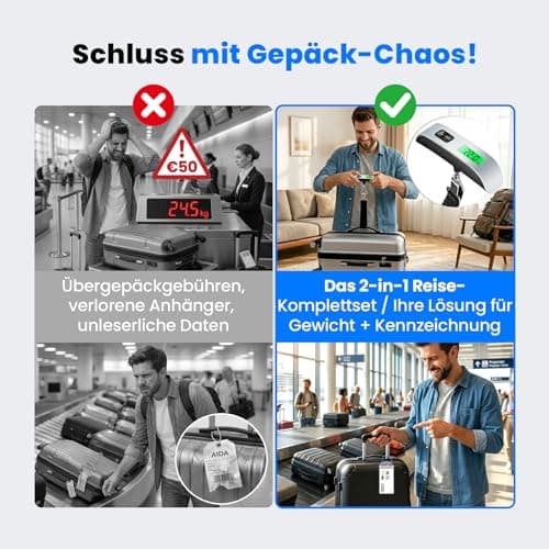 6 Pack Cruise Luggage Tags and Luggage Scales - Waterproof Transparent AIDA Luggage Tags with Metal Strap for Aida TUI My Ship (6 Pack, 19 x 11 cm) — view 2