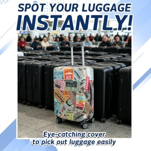 Plliocse Suitcase Covers with Luggage Tag,Large Suitcase Cover with Boarding Pass,Suitcase Covers Protectors Fit 18-32 Inch Luggage — view 2