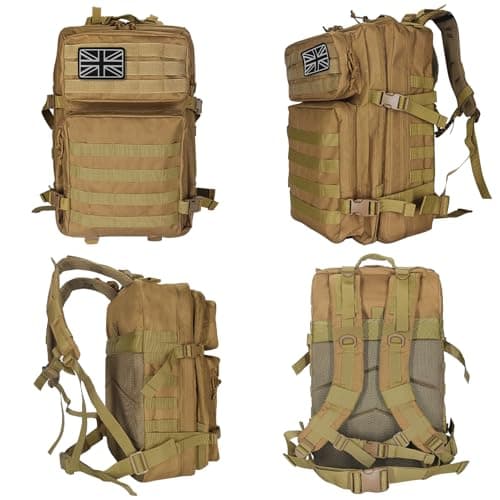 Oreunik 45L Military Tactical Backpack,Molle Army Rucksack Large Tool Backpack for Work Hiking Trekking Camping Hunting Fishing (Khaki) — view 4