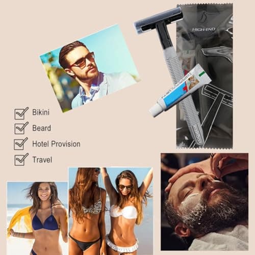 10Pack Luxury Individually Wrapped Multipurpose Travel Disposable Razors Set With Shave Cream; Hotel Sensitive Skin Private Body Razor; Portable Shaving Razor Set for Home Hotel Outdoor, Daily Use — view 6