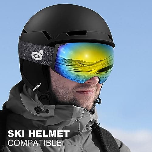 Odoland OTG Ski Goggles Set with Detachable Lens, Frameless Interchangeable Magnetic Lens for Skiing Skating Snowboard, Anti-Fog and UV400 Protection Snow Goggles for Men and Women — view 6