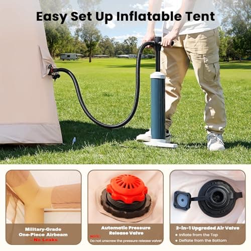 Ytaoeo Inflatable Tent, Outdoor camping tent (6 Person Khaki) — view 6