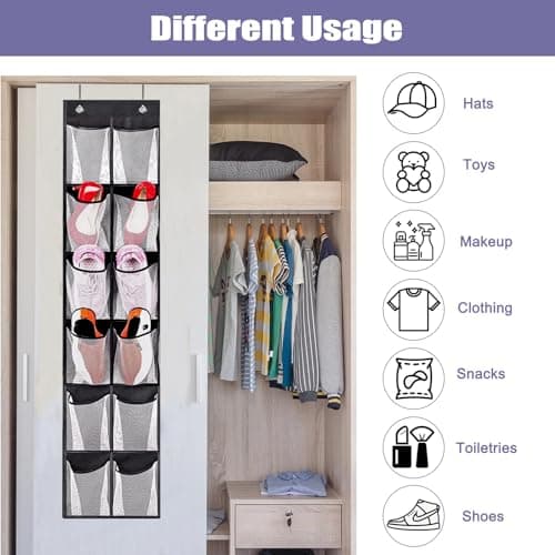 Newthinking Over Door Shoe Storage, Hanging Shoe Storage with 12 Pockets — view 4