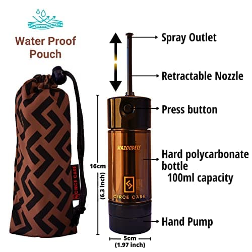 CIRCE CARE Portable Travel Bidet with Pressure Pump, No Battery, No Squeezing; Mini Eco Handheld Personal Bidet Sprayer; for Camping & Outdoors; Peri Bottle for Postpartum, Hemorrhoid, Perineal Care — view 2