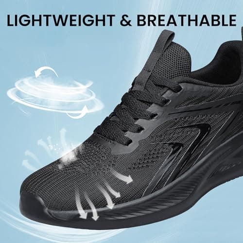 HOIYHEK Wide Fit Trainers for Women Lightweight Breathable Mesh Footwear Wide Toe Box Shoes Womens Non-Slip Comfort Walking Running Shoes for Gym Walking Black Size 6.5 — view 4